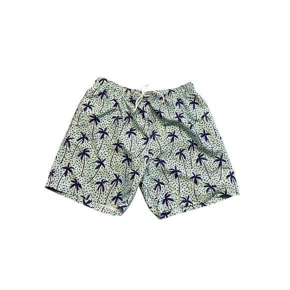 BOARDIES Men’s Swim Trunks L Palm Tree Print Green Blue Quick Dry NWT - Picture 2 of 7